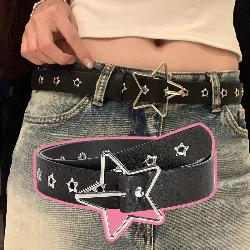 Leatherwork Eyelets - Cinturón Y2K Punk con Ojales y