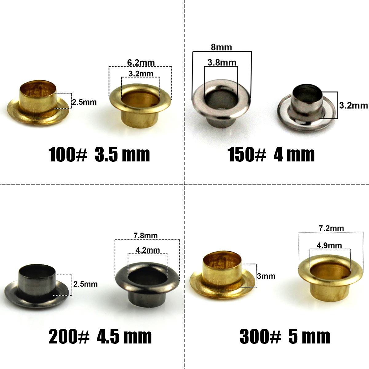 Leatherwork Eyelets - 100 juegos de ojales de latón
