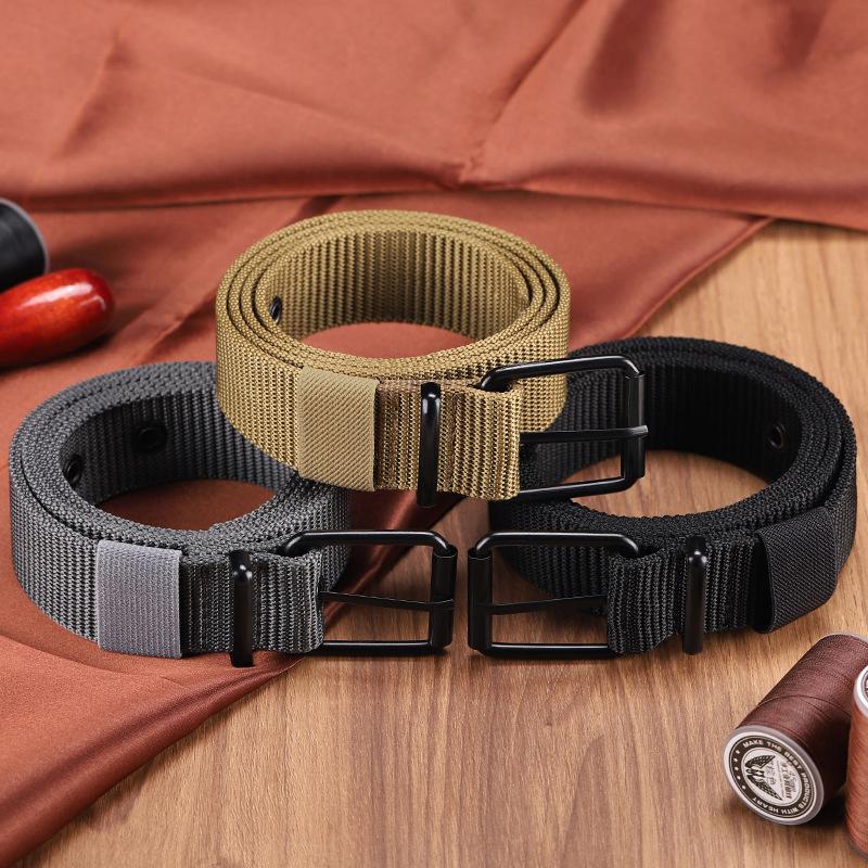 Leatherwork Eyelets - Cinturón de lona porosa con hebilla