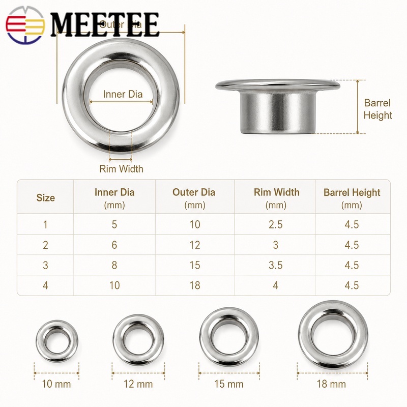 100 Sets de Ojales Metálicos M - Leatherwork Eyelets reseña y precio