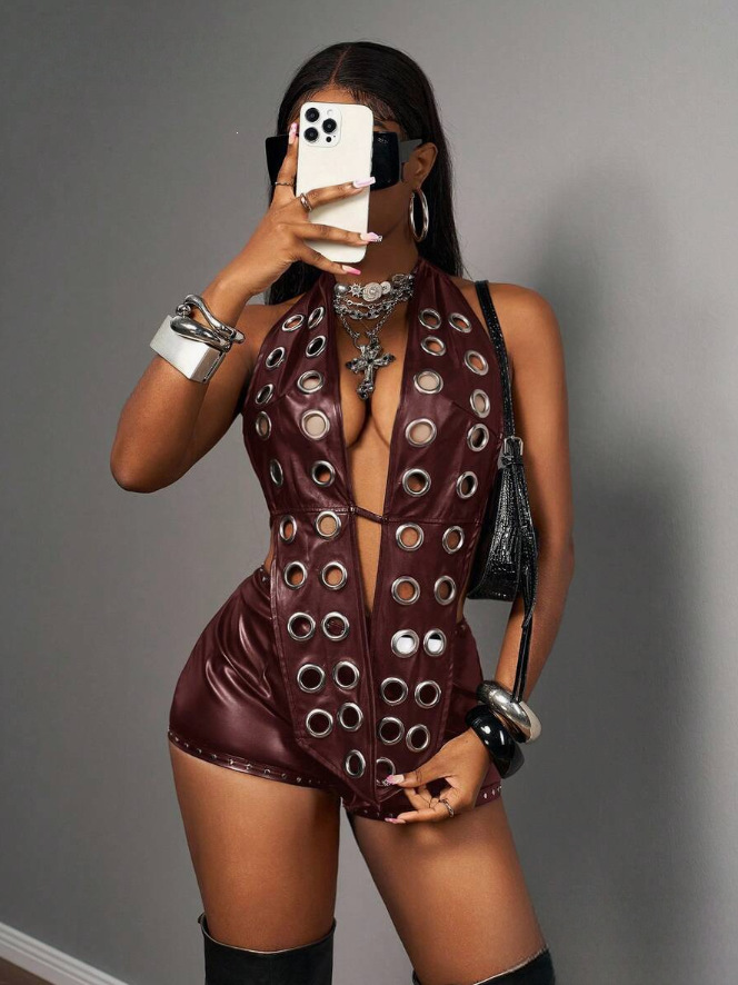 STYLISH LADY Tops Halter de Pi - Leatherwork Eyelets reseña y precio